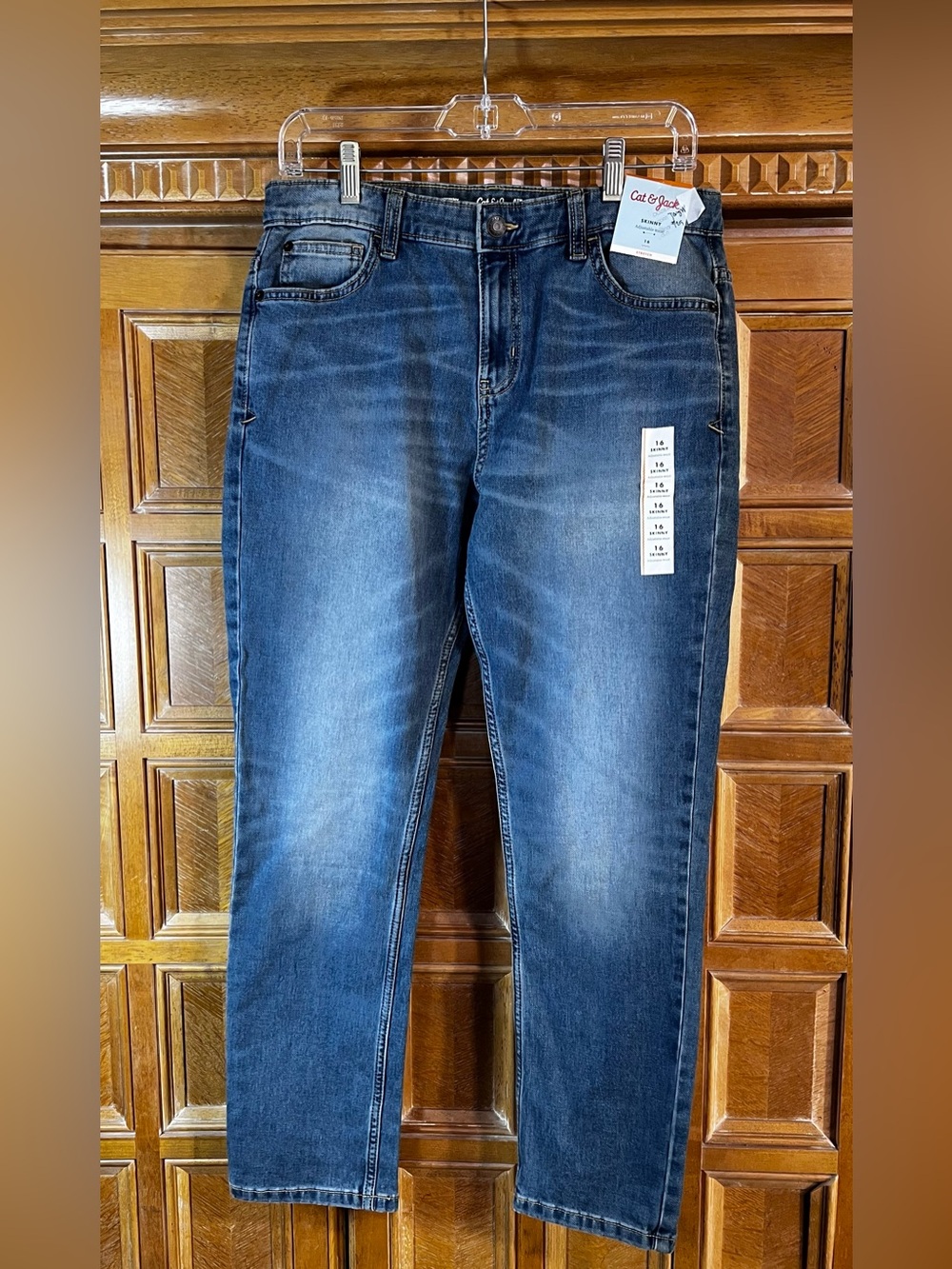 Cat & Jack womens Dark Blue Slim Straight Jeans size 16 32x28 skinny stretch